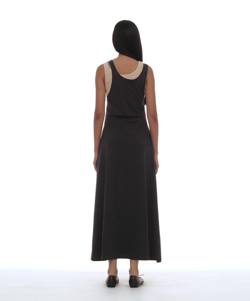 Partimento Woman Pwc Overlay Sleeveless Maxi Dress_Charcoal