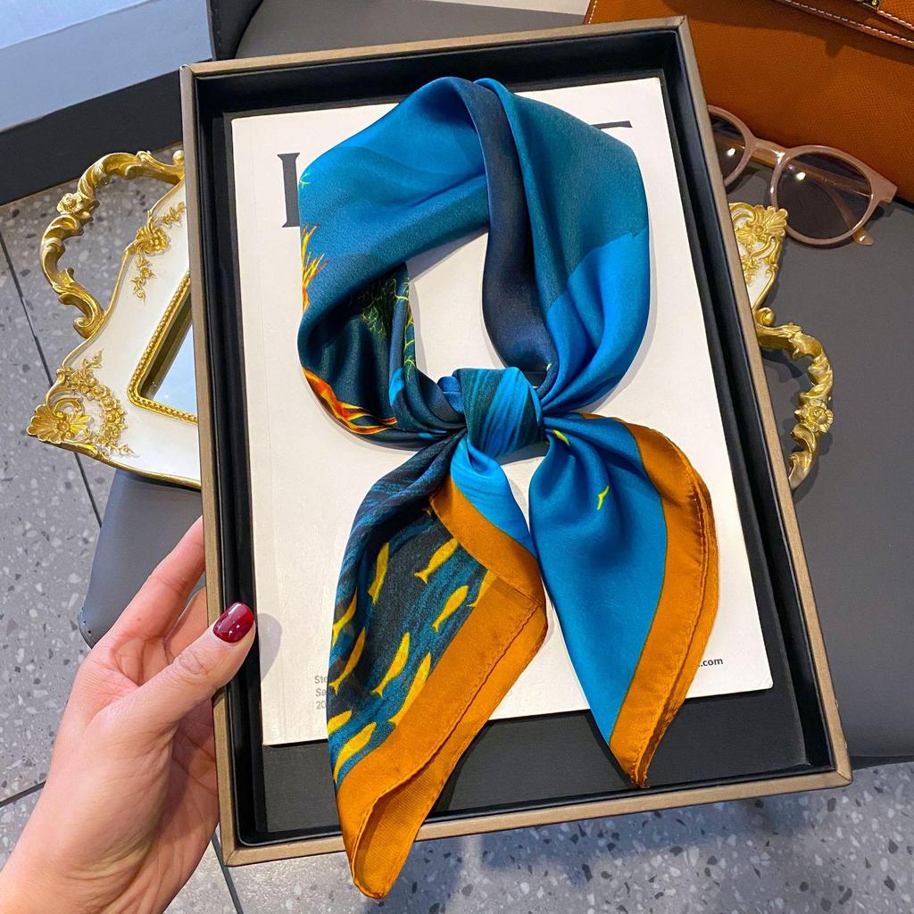 70cm Korean-Style Silk Square Scarf: Fashionable, Versatile Neck Protection and Decorative Accessory