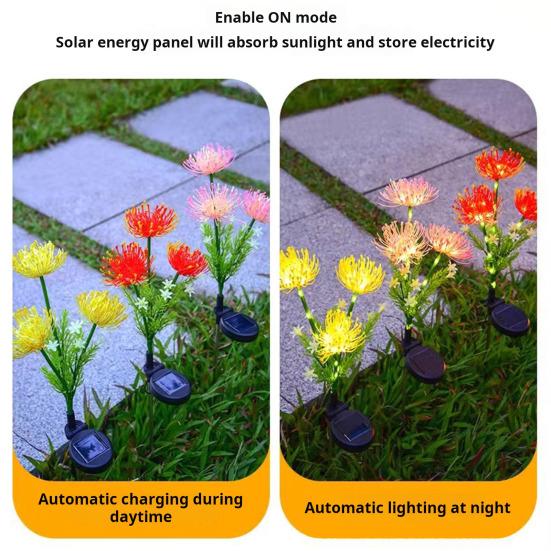 Цветочная солнечная лампа для сада, IP65, время, водонепроницаемое, длинное освещение, украшение, автоматическая зарядка, цвет