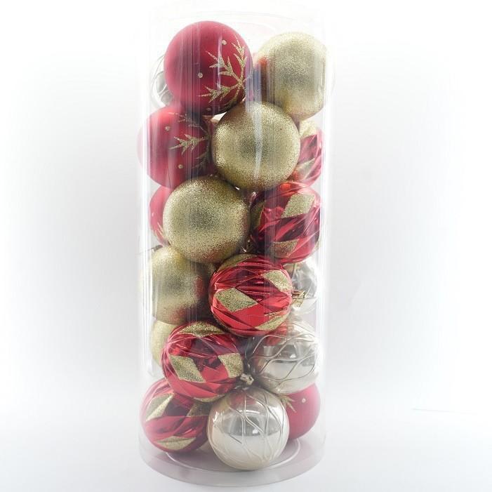 Christmas Decoration 8cm Plastic Balls Party Hanging Ornaments Classic Bucket Set Electroplated Spheres Holiday Decor