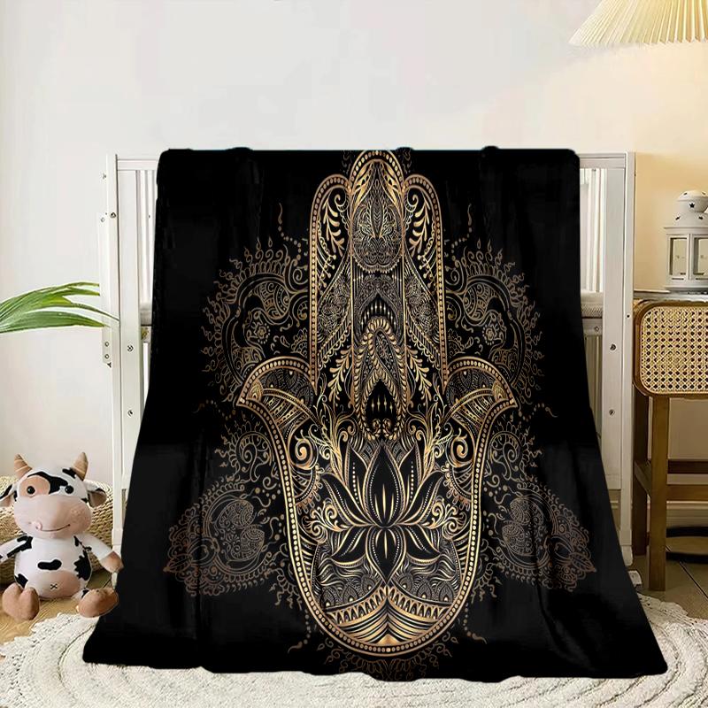 Golden Hamsa Symbol Blanket Flannel Blanket Throw Blanket Sofa Cover Blanket Soft Premium Blanket Picnic Blanket Tv Blanket Gifts