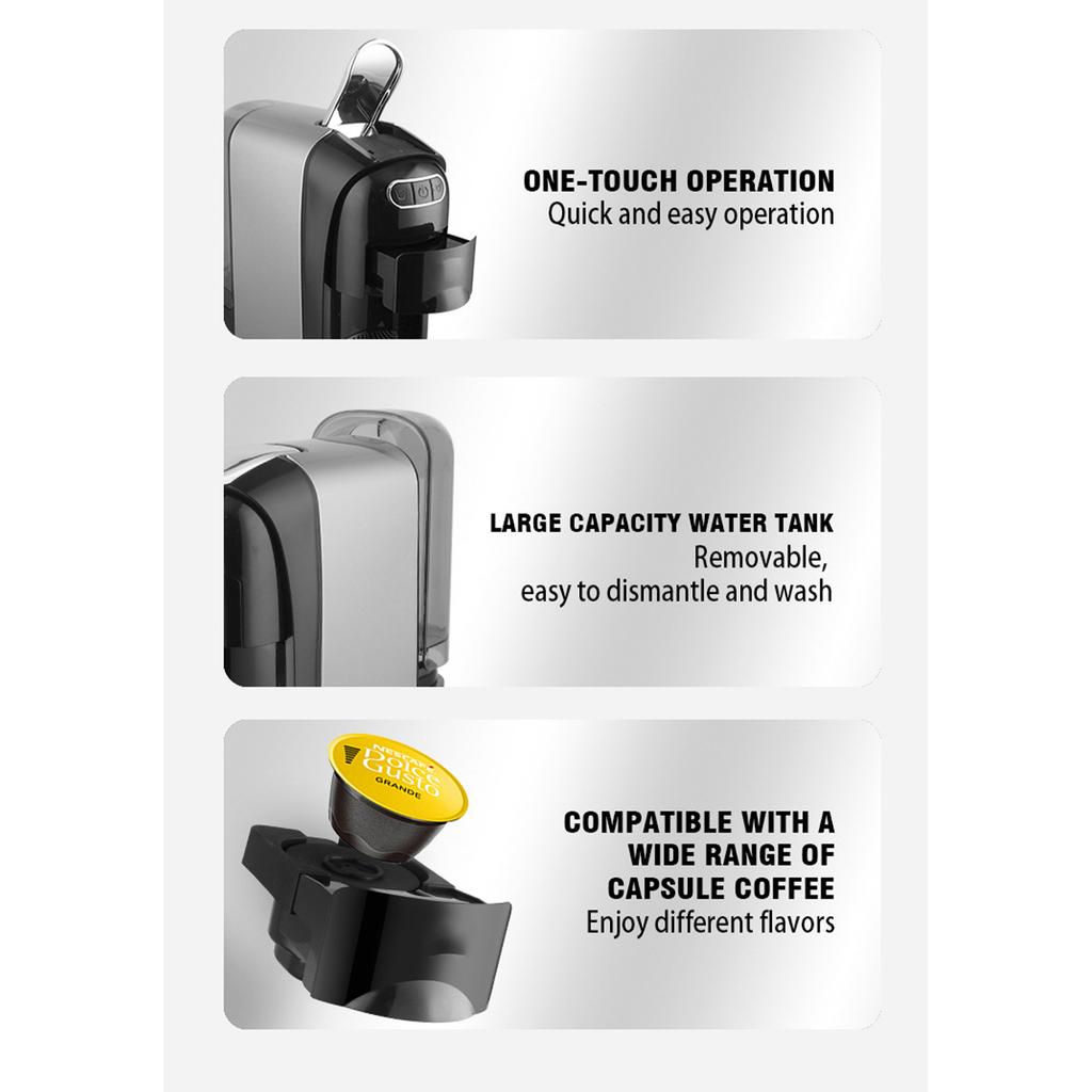 3 In 1 Capsule Coffee Machine Fully Automatic Small Portable Home Office Universal Coffee Powder Maker
