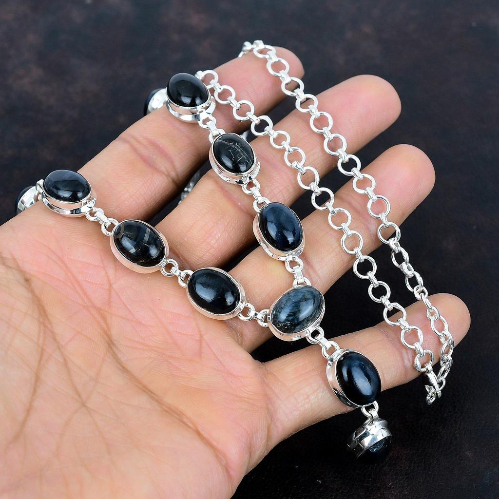 Pietersite Necklace Gemstone Necklace Handmade Jewelry 925 Sterling Silver Adjustable Chain Necklace Natural Pietersite Jewelry Wedding Gift