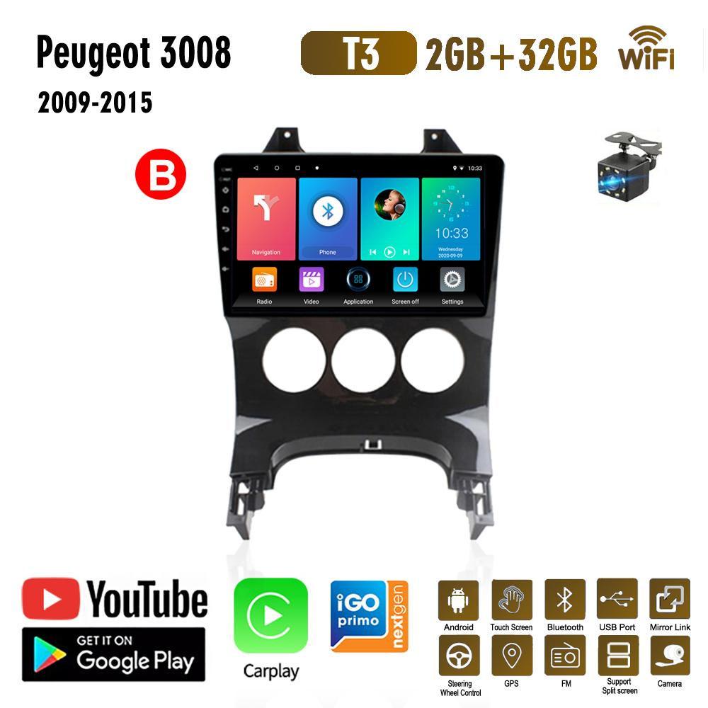 Система GPS-навигации для Peugeot 3008 2009-2015, 2 Din, Android, Wi-Fi, автомобильный мультимедийный плеер, авто стерео, FM-радио, головное устройство 2 + 32 ГБ