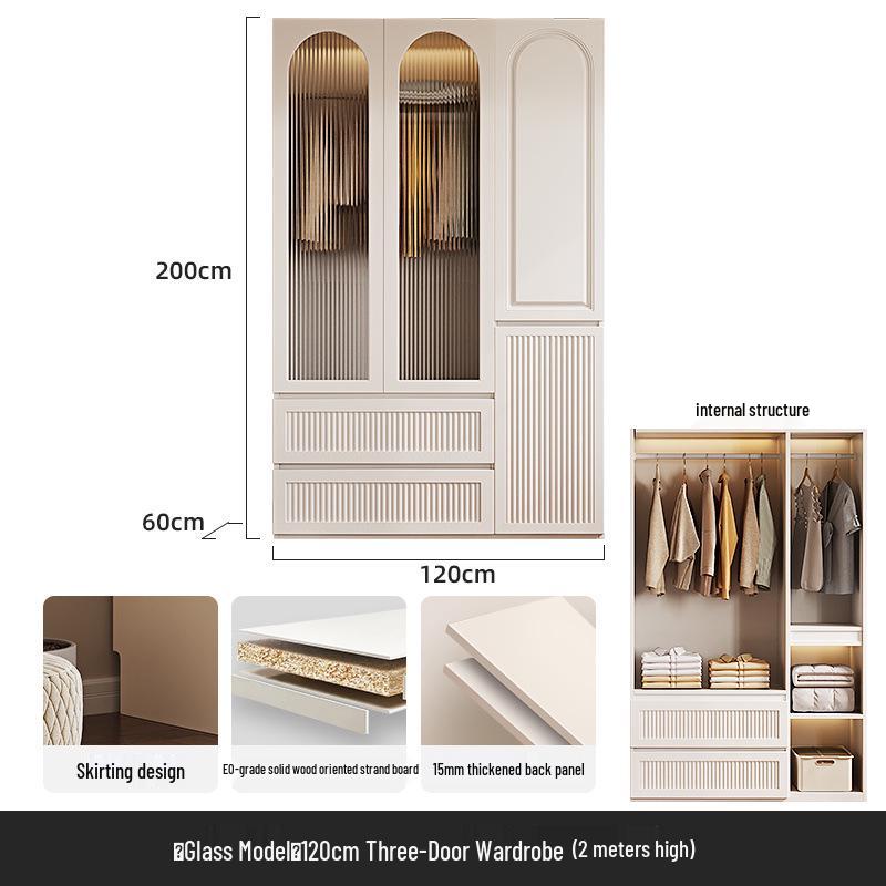 Modern Solid Wood Wardrobe: Light Luxury Storage Solution for Small Apartments