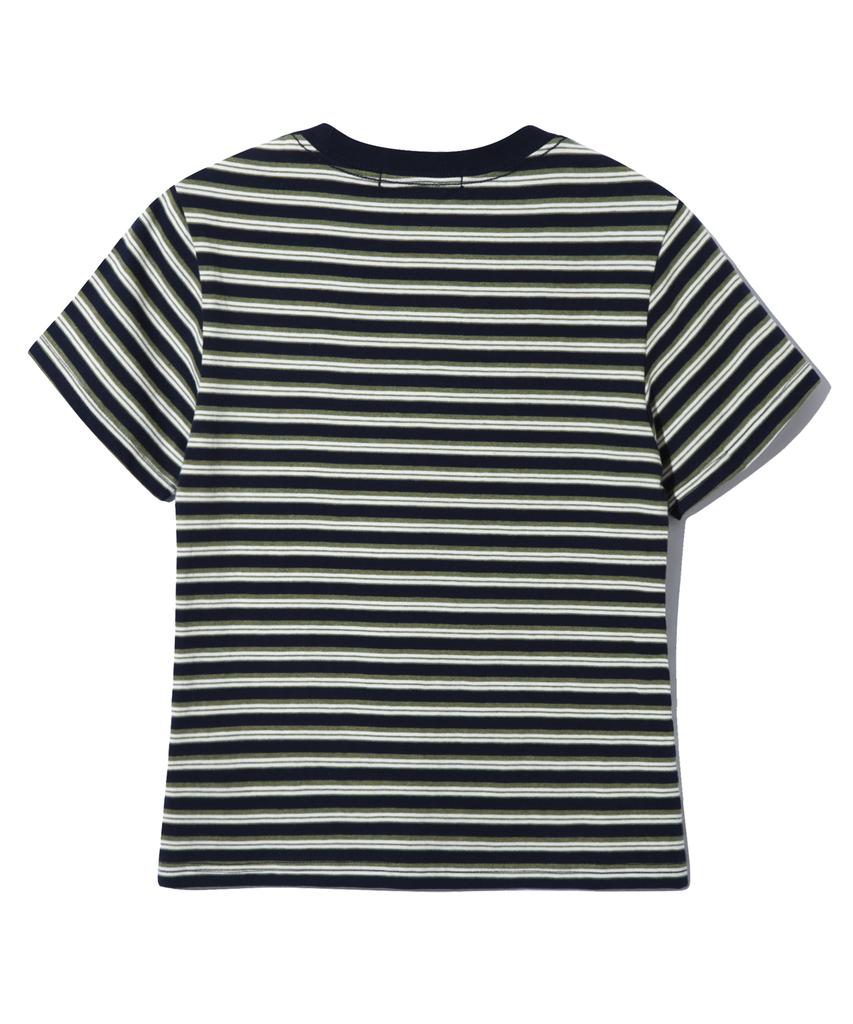 BASEMOMENT (W) Striped Border Crop Top Navy