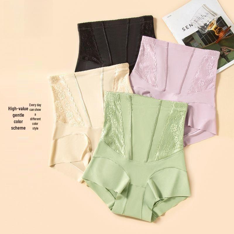 Бесшовные кружевные трусики с высокой талией для коррекции фигуры для женщин: Контроль живота и подтяжка бедер больших размеров