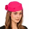British Style Pillbox Hat Solid Color Topper Hat Elegant Wool Bow Hat with Veil  Bride