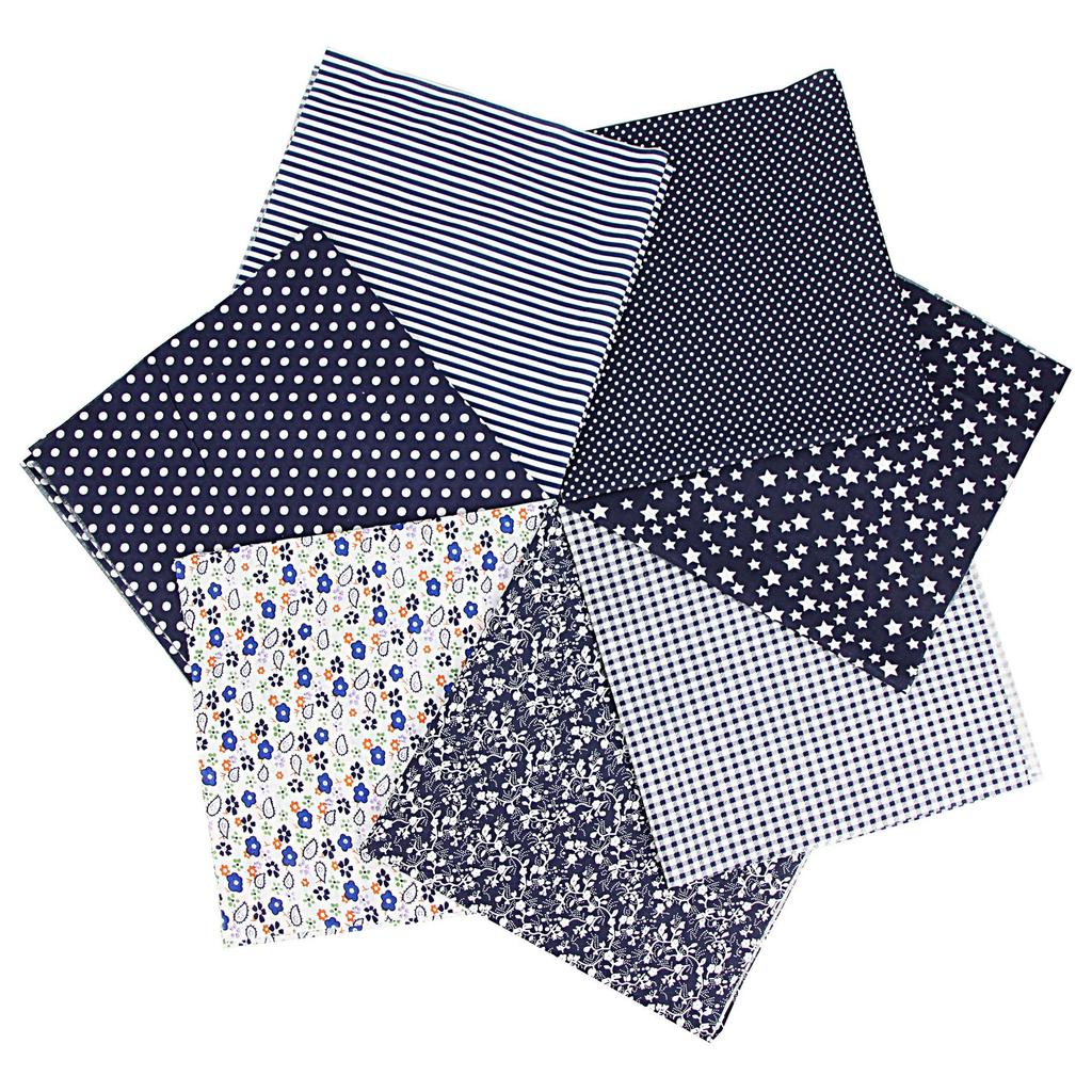 Набор хлопчатобумажной ткани 7 цветов для DIY проектов с цветочными, клетчатыми и гороховыми узорами