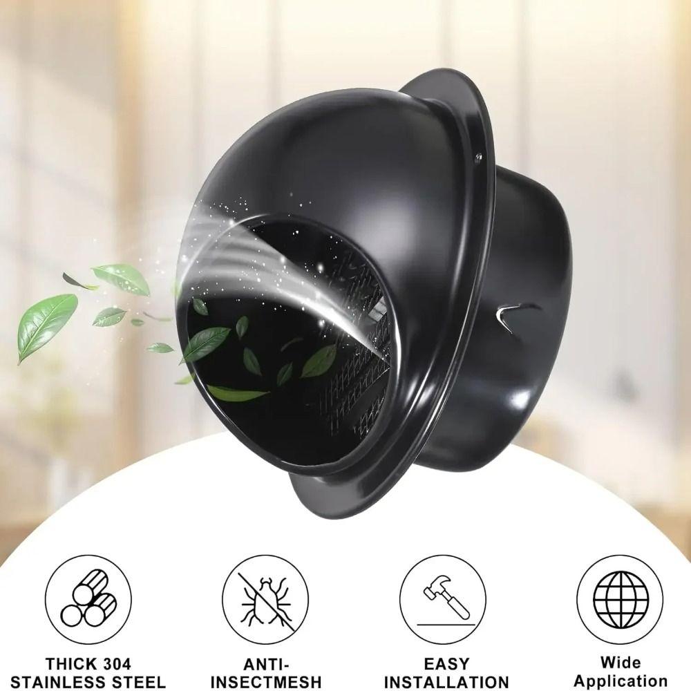 Rainproof Windproof Exhaust Wind Deflector Black Bathroom Vent Hood Bathroom Fan Vent