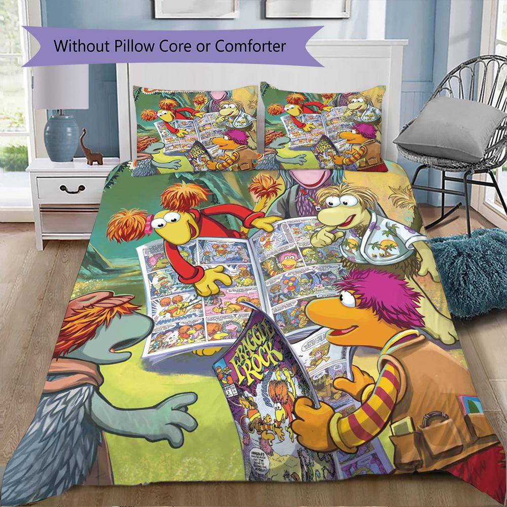 Fraggle Rock Adventure Pattern Bedding,Quilt Set Quilt Cover Pillowcase Home Birthday Gift (1*duvet cover+2*pillowcase,without core)XSJT0917305