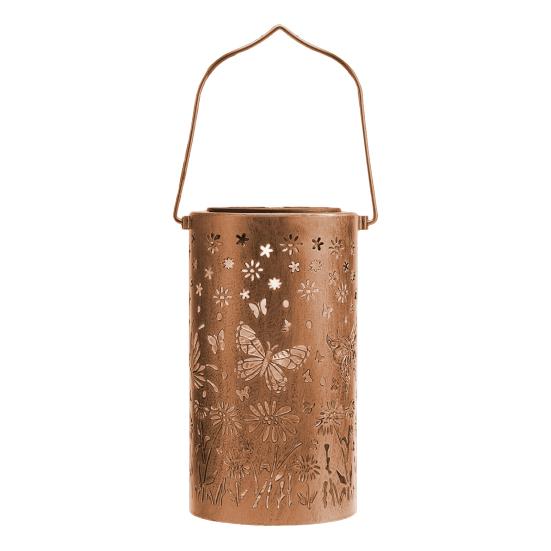 Decorative Garden Lights Solar Powered Waterproof Metal Floral Outdoor Lanterns Pattern Warm Glow Ambient Light