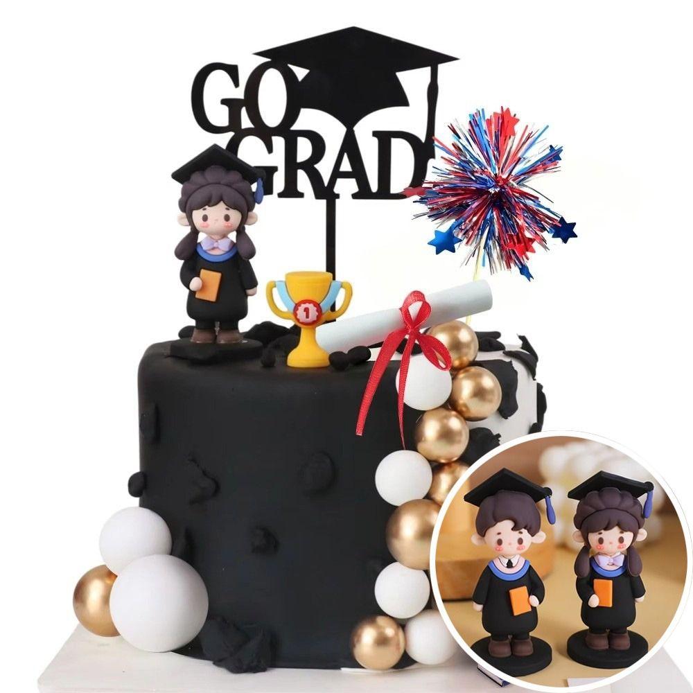 Bachelor's Doll Graduation Cake Topper 3D Design Graduation Ornament Decor Graduation Cake Decor