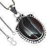 Pendant Grey Botswana Agate Gemstone Valentine'Day Gift Silver Jewelry 2.5"