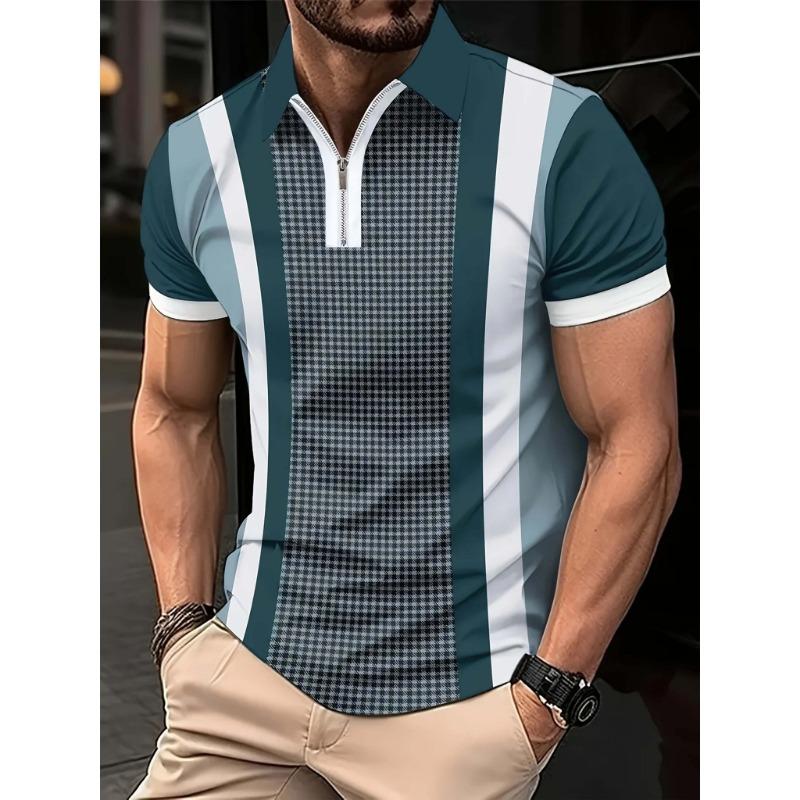 Men's Fashionable and Comfortable Houndstooth Pattern Design Digital Printing Summer Outdoor Wear Europe Popular Polo Shirt
