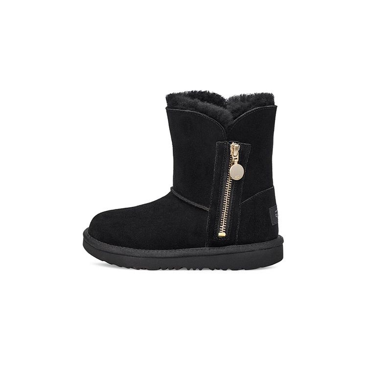 UGG Bailey Zip Short Plush Snow Boots Kids Boots Black 1123613T-BLK