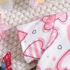 Infant Baby Girl Cute Heart Print Short Sleeve Casual Style Jumpsuit