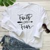 Women's Faith Over Fear Arrow Print Christian Sweatshirt Spring Autumn Religious Church Pullovers Casual Hoodies