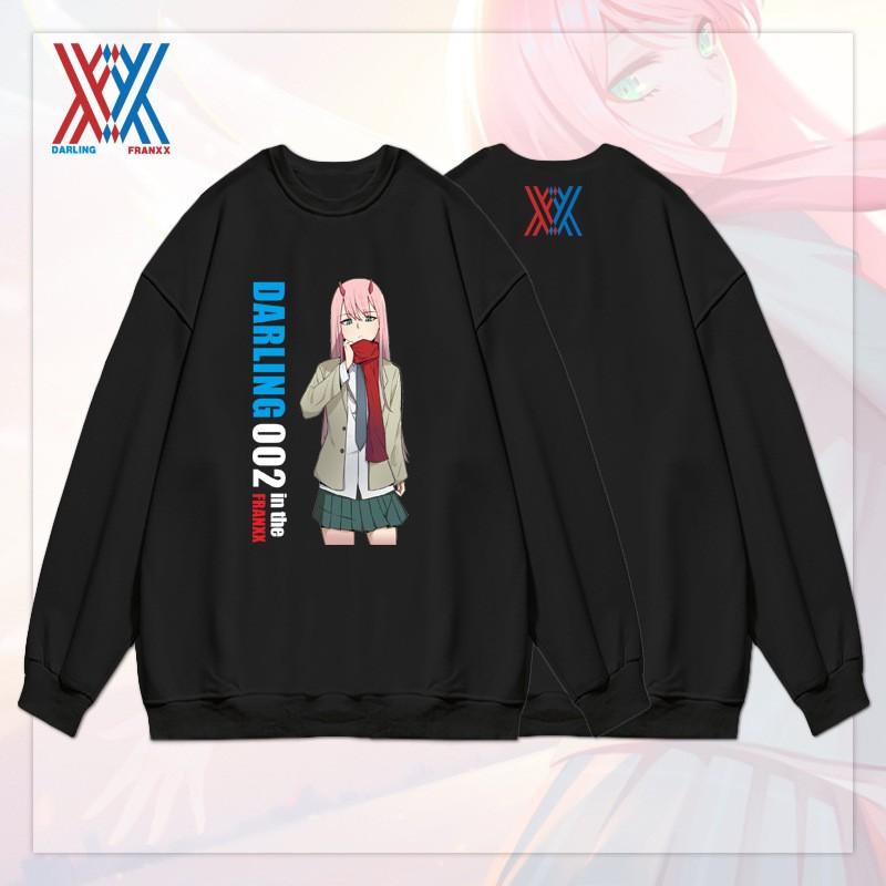 Mens Long Sleeve Crewneck Sweatshirt Anime Darling In Franxx 02 Casual Pullover