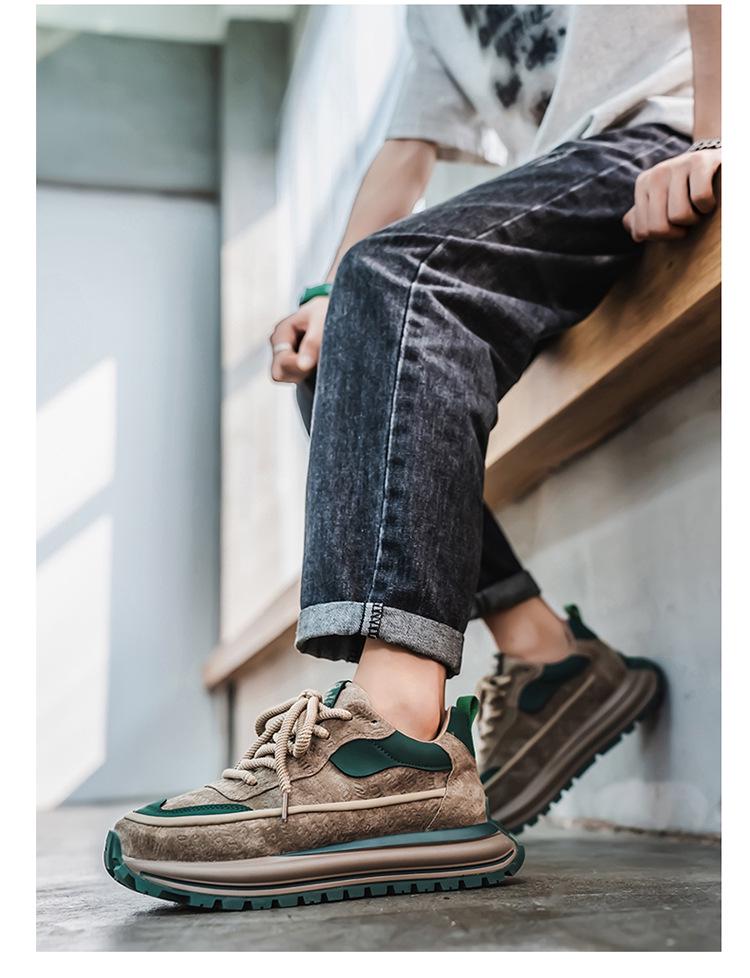 Мужские ретро кроссовки колор-блок: Весенние повседневные уличные кроссовки на толстой подошве для увеличения роста