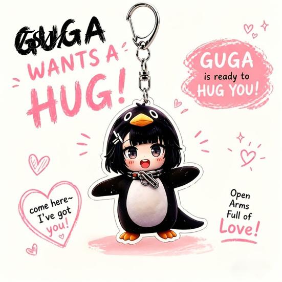 Wear-resistant Keychain Penguin Girl Acrylic Keychain, Double Sided Car Key Transparent Ring, Collectible Decorative with Lobster Clasp, Fans Gift