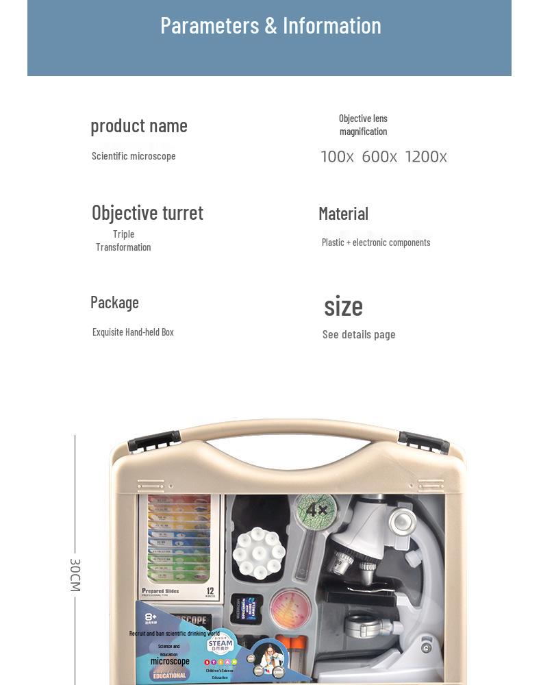 1200x Microscope Set for Kids - Portable Science Experiment Kit for Elementary Students