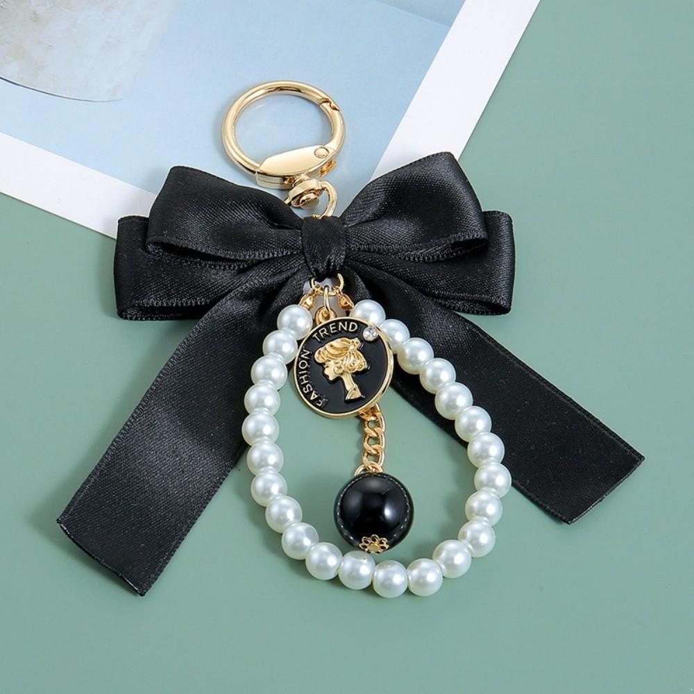 Big Bow Pearl Beaded Pendant Keyring Car Pendant Car Key Holder Fashion Car Keychain