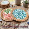 Round Rattan Weaving Coaster Handwoven Tea Cup Mats Tea Ceremony Shell Mats  Home Decor