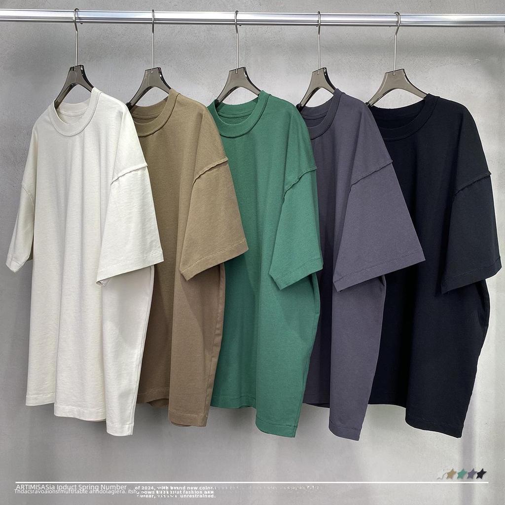 ARTIE Men's Spring/Summer 2024 Fringe Collar Street Fashion Washed Short-Sleeve T-Shirt