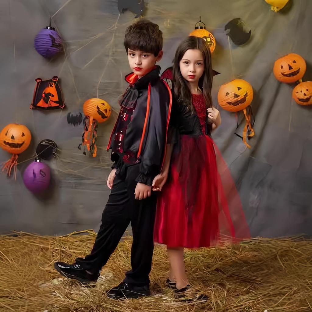 Лалапала Хэллоуин Косплей Костюм Вампира для Дьявола Ведьмы Вампира Косплей Принцессы Детский Костюм Школьная Сцена Подарок на День Рождения Размер Девочки, Детский