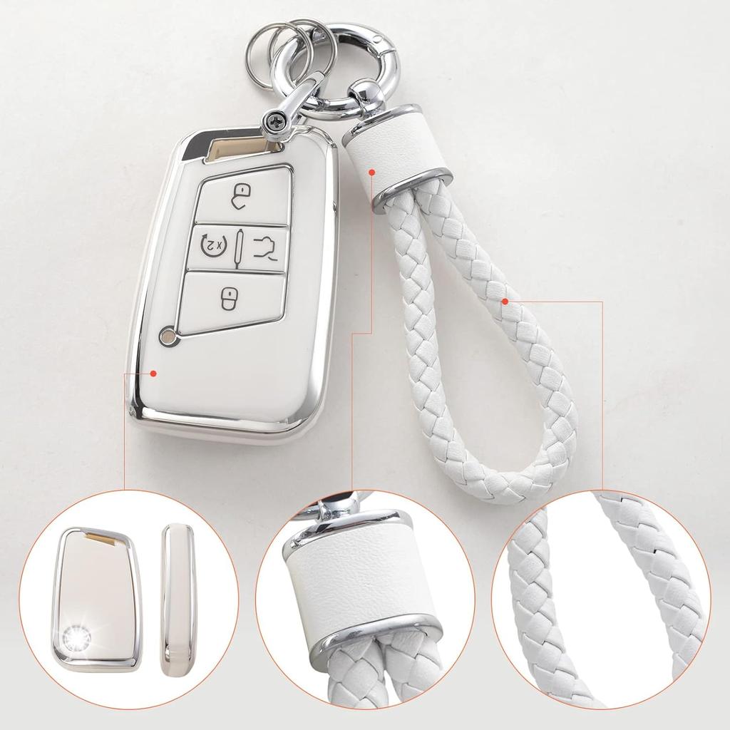 Чехол-брелок VW Volkswagen с брелком, мягкий защитный чехол для ключей из ТПУ, подходит для Tiguan Atlas Jetta Passat Golf Alltrack Smart