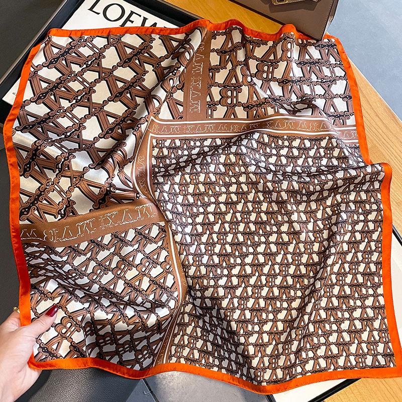 French Retro Letters Mulberry Silk Silk Scarf Decorative Scarf Hangzhou Silk Square Scarf Small Neck Scarf