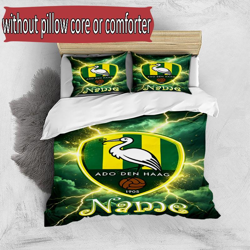 3pcs Duvet Cover Set (1*Duvet Cover + 2*Pillowcase, Without Core), Custom Name ADO Den Haag Pattern Bedding Set, Home Bedroom Decor Gift