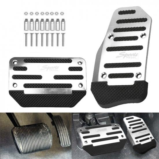 Silver Non-slip Automatic Gas Brake Foot Pedal Pad Cover -Car Accessories