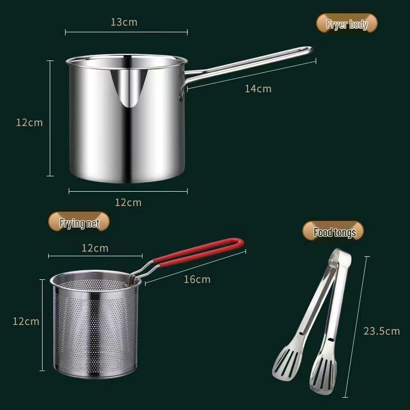 304 Stainless Steel Anti-Splash Deep Fryer with Filter Basket - Multifunctional Frying Pot for Snail Rice Noodles