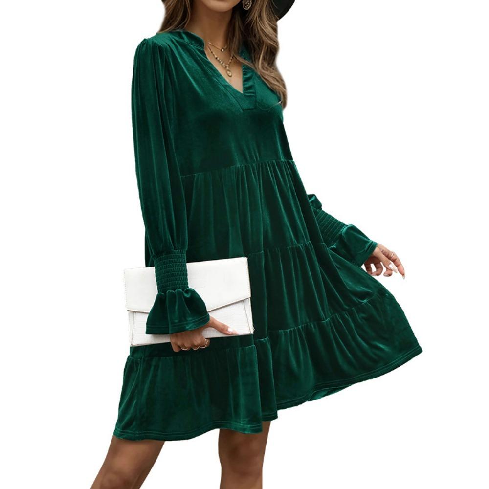 Women's Autumn Long Sleeve Solid Color Dress