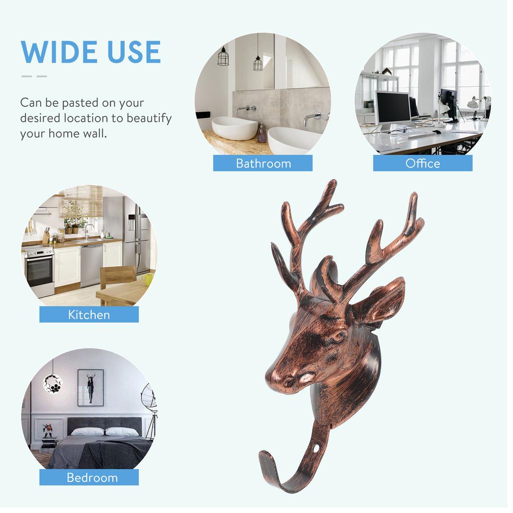 1pc Wall Mount Deer Hooks Multi Purpose Hangers Reindeer Antlers Decorative Coat Towel Hook For Room Bathroom Bedroom
