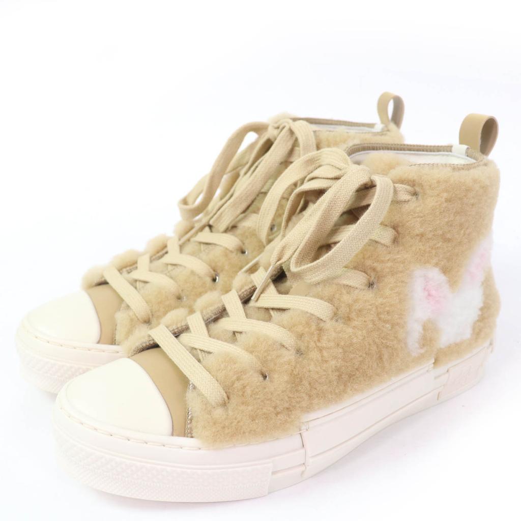 Pristine DIOR High cut sneakers B23 Rabbit motif shearling beige Bore Women 37 Used