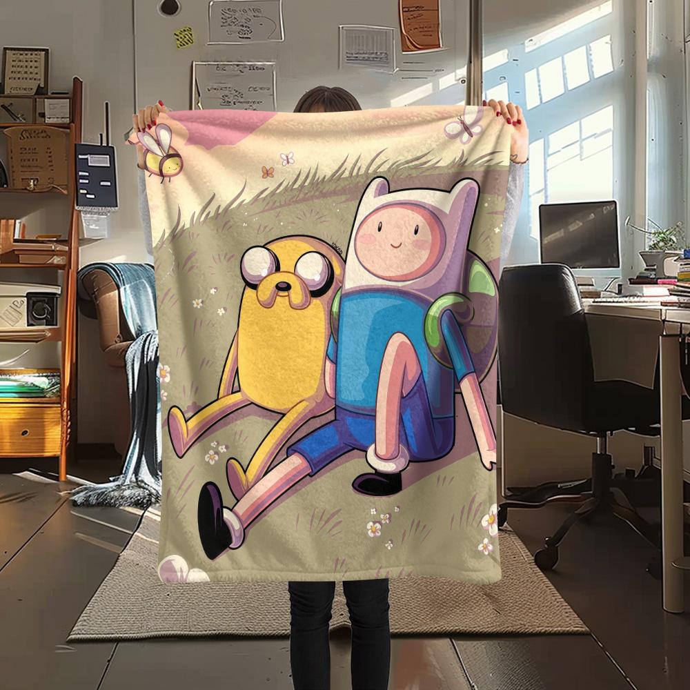Adventure Time Flannel Blanket, High quality Comfortable for All Seasons, Home Decor, Warmth and Comfort