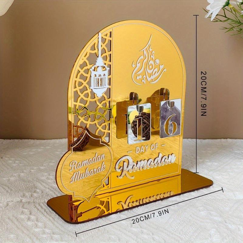 Reusable Acrylic Ramadan Calendar Board Wooden Base Table Ornament with Pen Mubarak Eid Advent Day Suhoor Iftaar Countdown Gifts