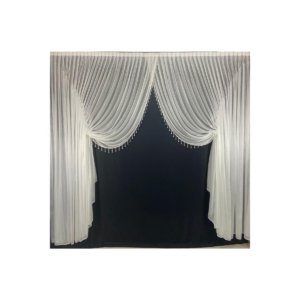 Модная жемчужная занавеска, белая броня, тонкая полосатая тюль, занавеска из тюля, 1/3 складки
