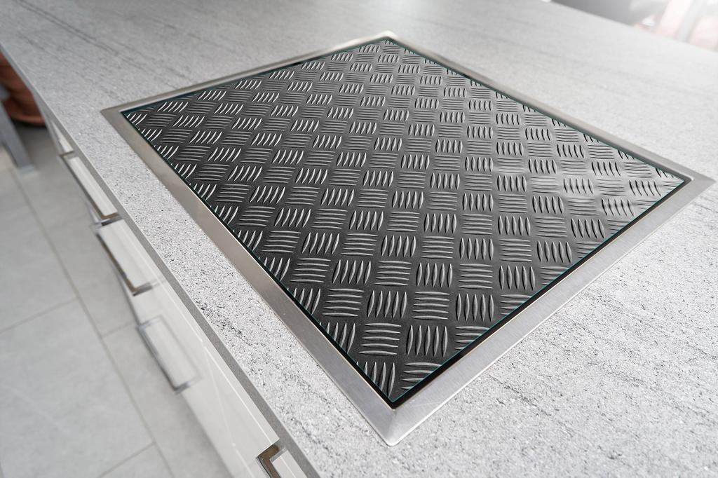 Glass protective plate for stove 70x52 Gray