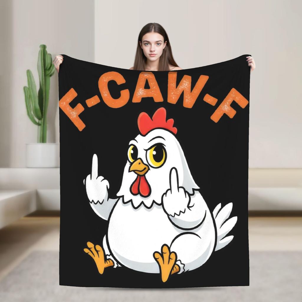 F-Caw-F Chicken Funny Fashion Blanket Fleece Decoration Multi-function Lightweight Throw Fashion Blanket for Bed Bedroom Plush Thin Quilt