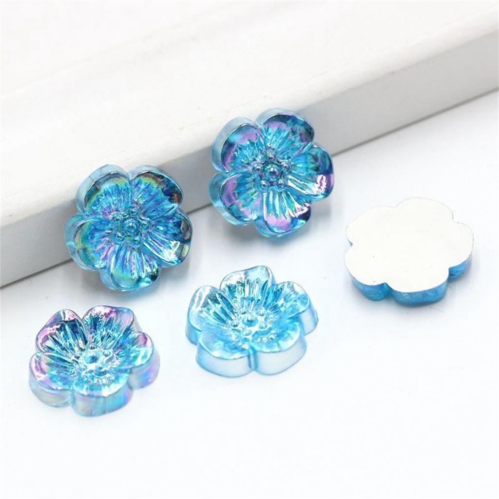 100pcs 15mm Flower Design Acrylic Rhinestone, Flat Back Art Beads Decorate DIY Rhinestone Applique Crystal Flower