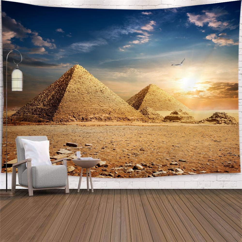 Egypt Travel Tapestry Wall Hanging Egyptian Sacred Pyramid History in Desert Nature SunshineHome Decor Tapestries Wall Blanket