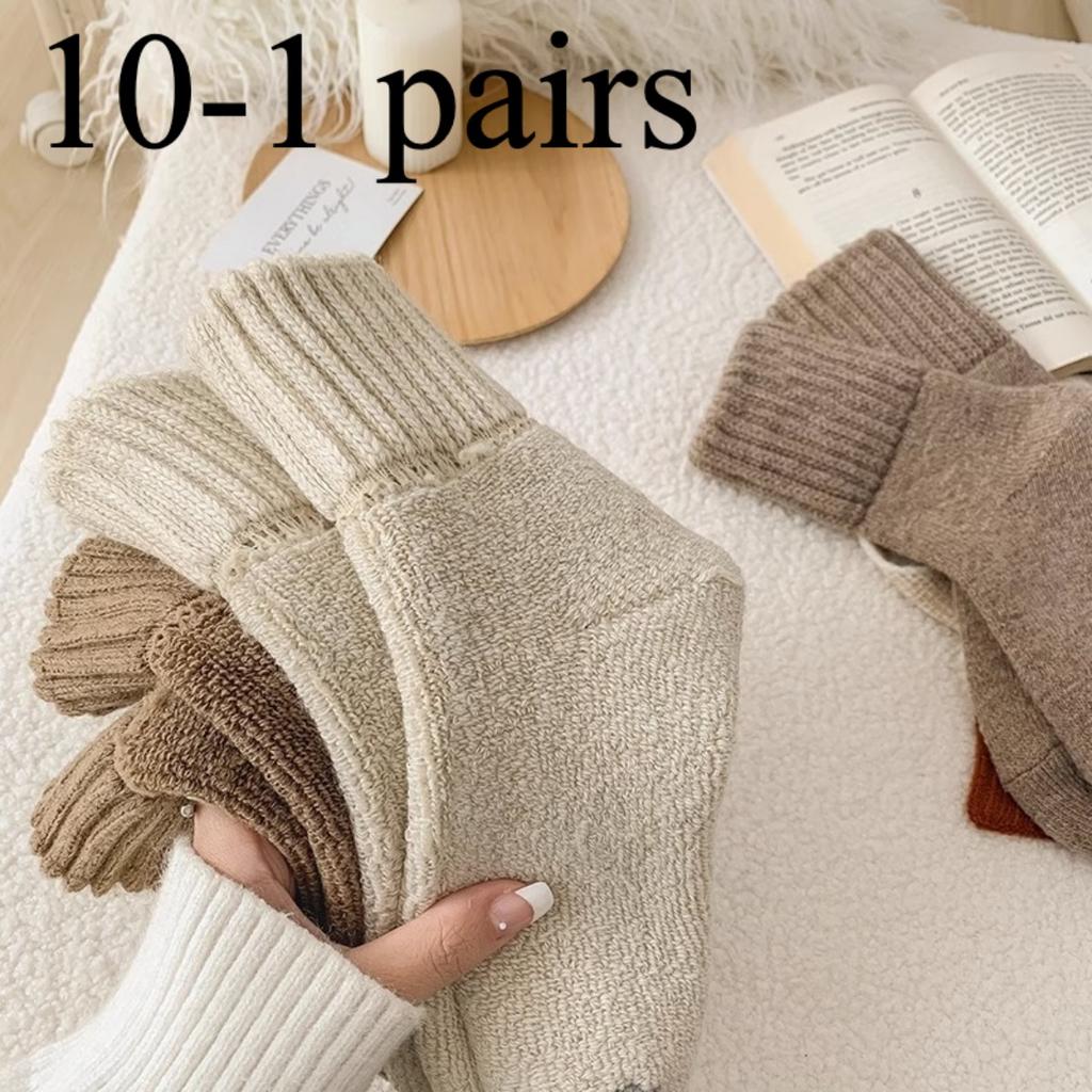 10-1 Pairs Women's Winter Thick Warm Socks - Ultra Thick Haircut with Velvet Edge, Suitable for Indoor and Outdoor Use, Comfortable and Soft