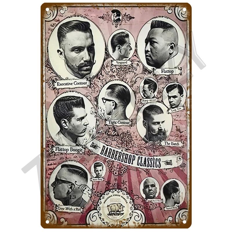 Vintage Home Decor Tin Sign Barber Shop Metal Sign Poster Bar Pub Retro Plaque Haircut and Shave Beard Iron Paintings Art Plates