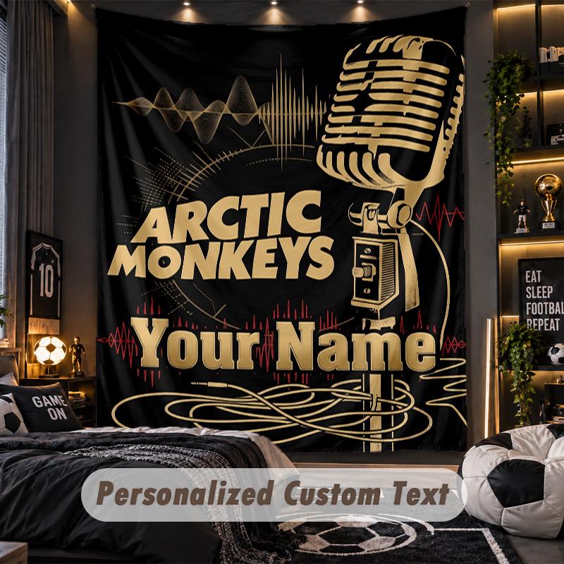 Personalized Wall Tapestry,Arctic Monkeys Custom Printed Name, Fabric Wall Art For Indoor Room Backdrop