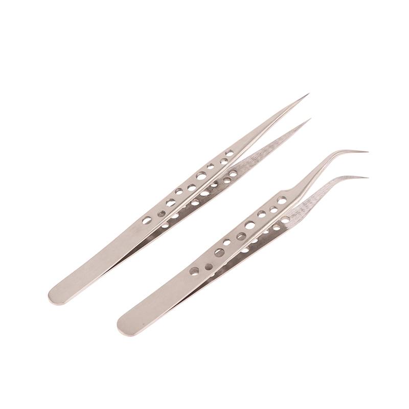2 шт. Промышленные пинцеты Электроника Антистатические Изогнутые Прямые наконечники Прецизионные Нержавеющие Наборы ручных инструментов для DIY Пинцеты Ремонт телефона