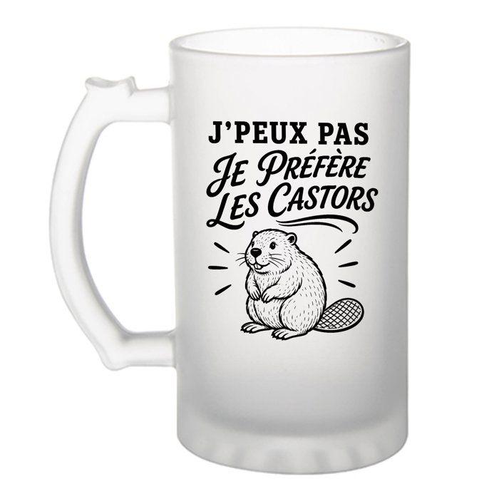Chope - PLANETEE - J'peux pas minimaliste - Verre trempé givré - 470 ml - Imprimée en Bretagne